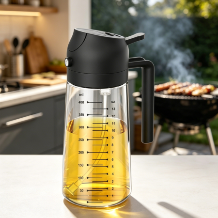 2-in-1 Glass Oil Sprayer Dispenser Bottle