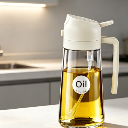 Creamy White Glass Oil Sprayer Dispenser