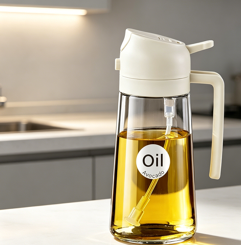 Creamy White Glass Oil Sprayer Dispenser