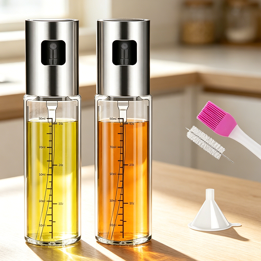2-Pack Glass Oil Sprayer with Scale