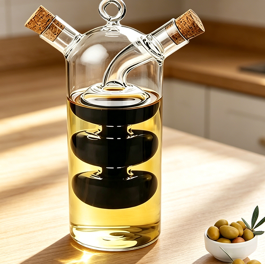 2-in-1 Glass Oil Vinegar Cruet Bottle