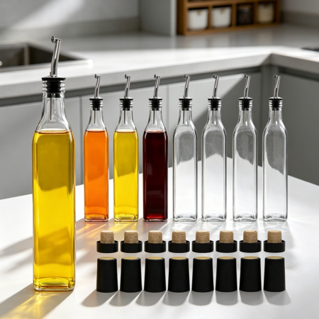 8-Pack Glass Oil Dispenser Bottle Set