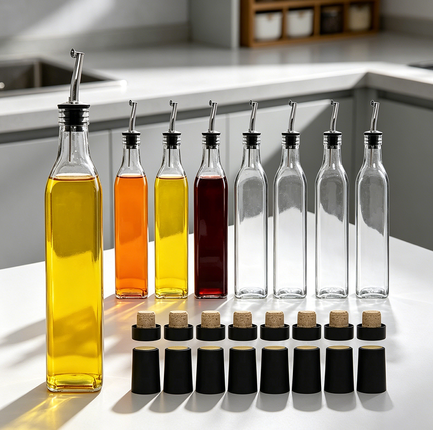 8-Pack Glass Oil Dispenser Bottle Set
