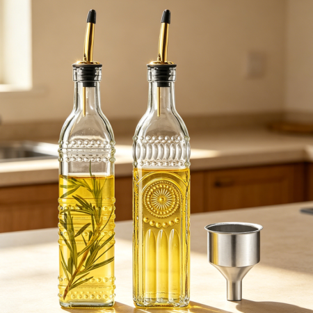 2-Pack Square Glass Oil Vinegar Dispenser