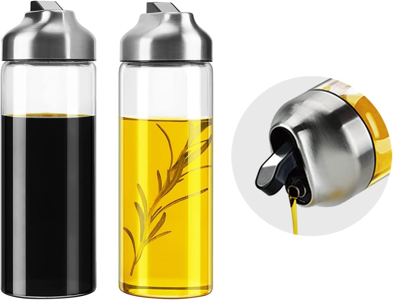 2-Pack Glass Oil Dispenser Automatic Set