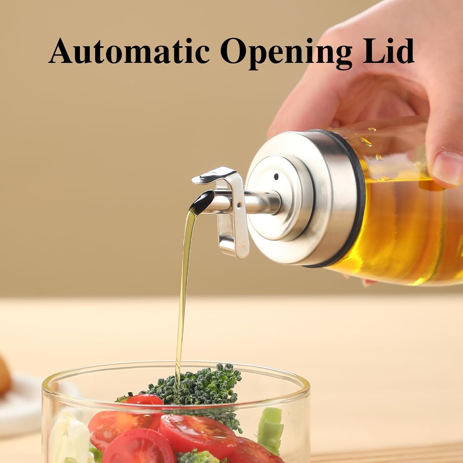 1-Pack Glass Oil Dispenser Automatic Lid - Image 2