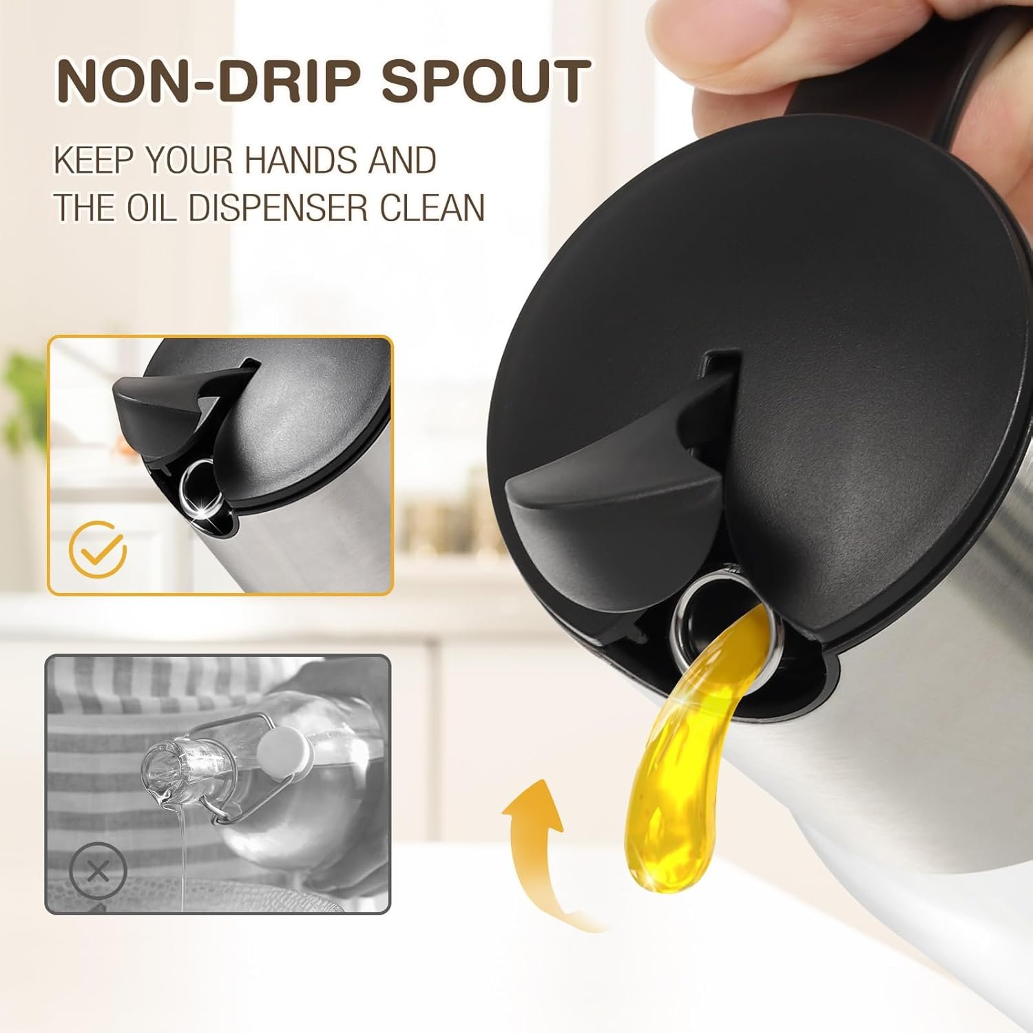 2-Bottle Glass Oil Vinegar Dispenser Set - Image 2