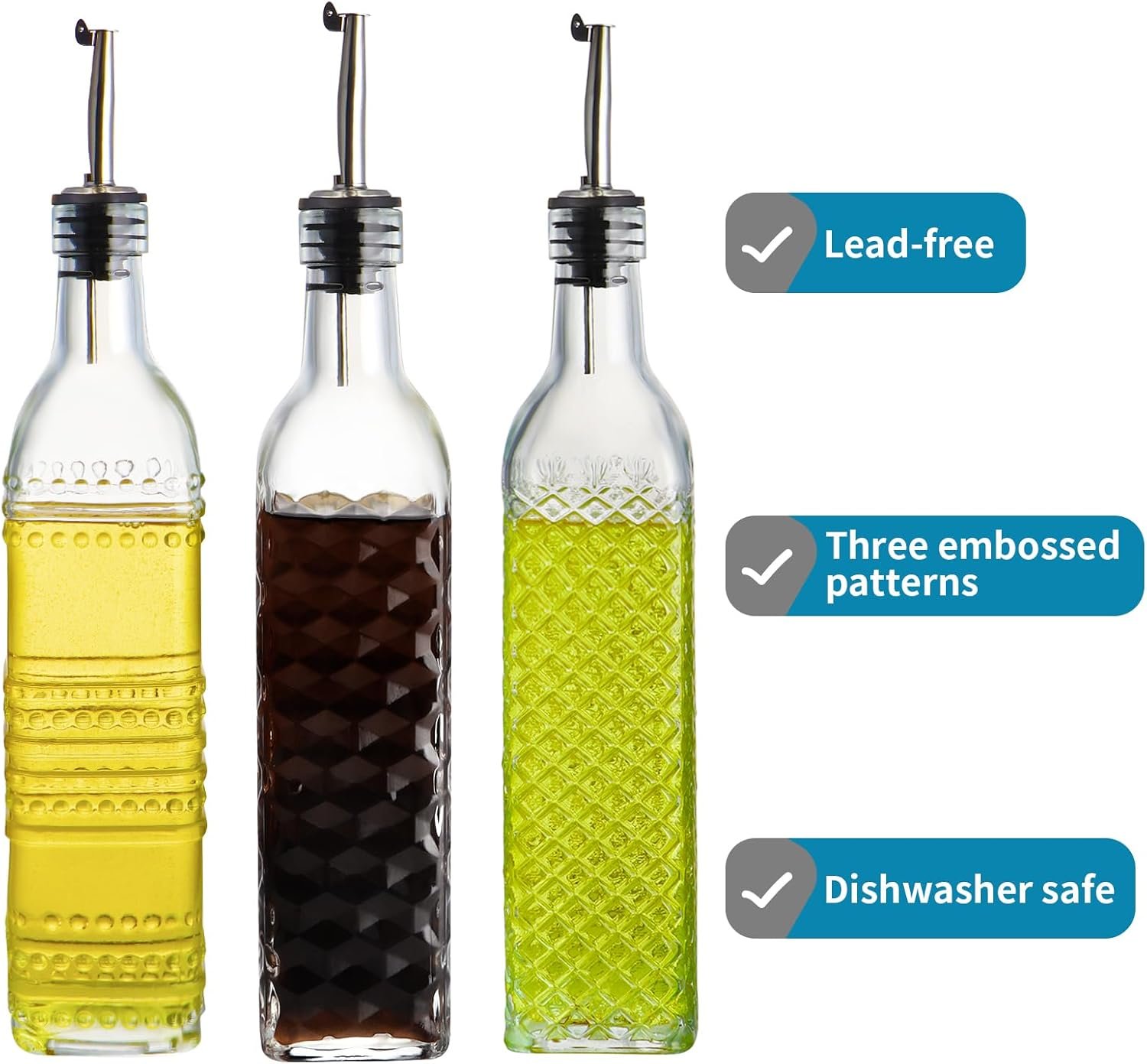 3-Pack Glass Oil Vinegar Dispenser Set - Image 2