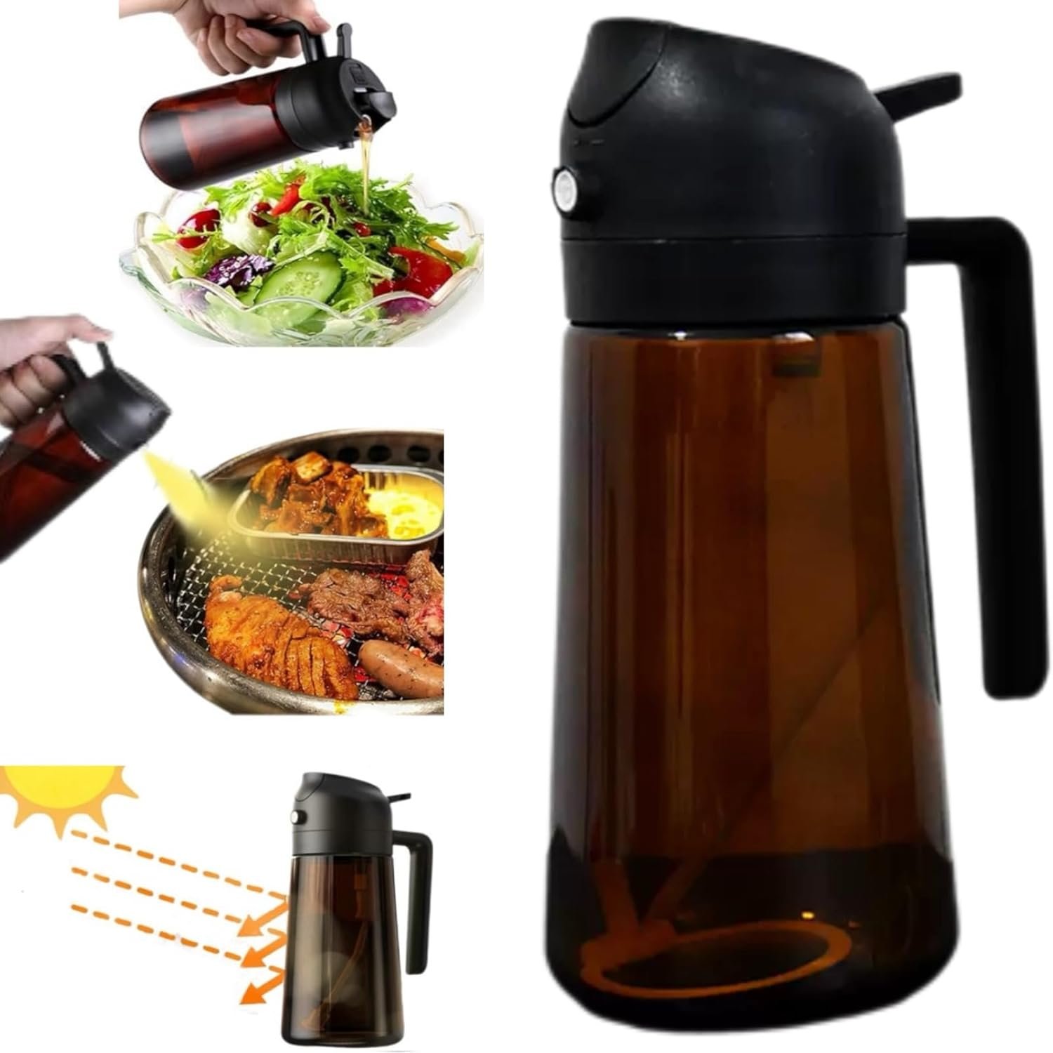 2-in-1 Light-Proof Glass Oil Sprayer Dispenser