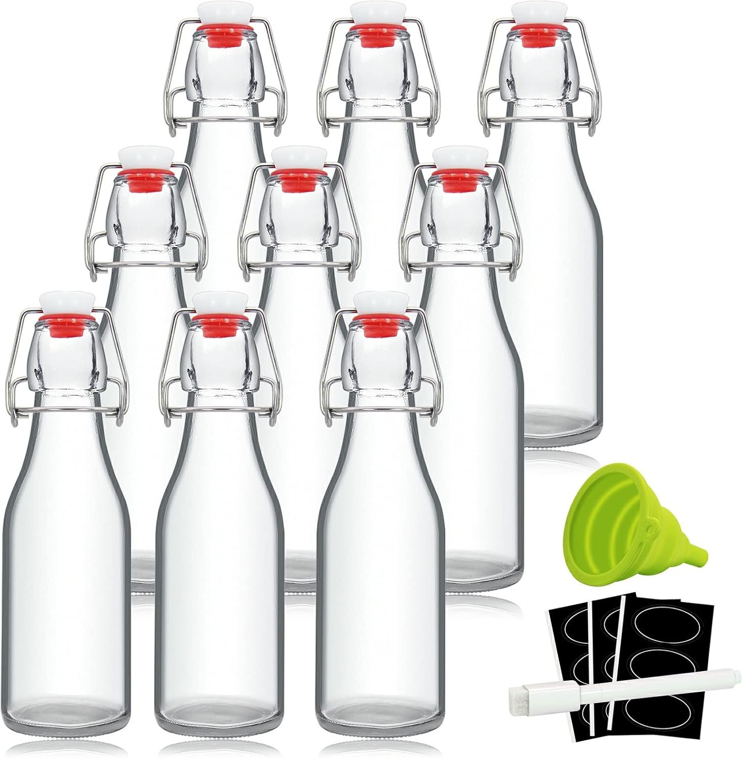 9-Pack Glass Swing-Top Bottles with Seals