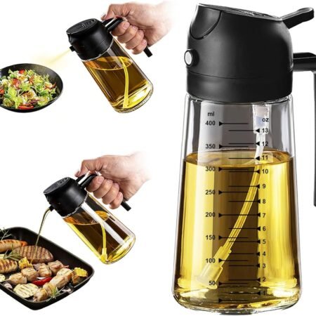 2-in-1 Glass Oil Sprayer Dispenser Bottle