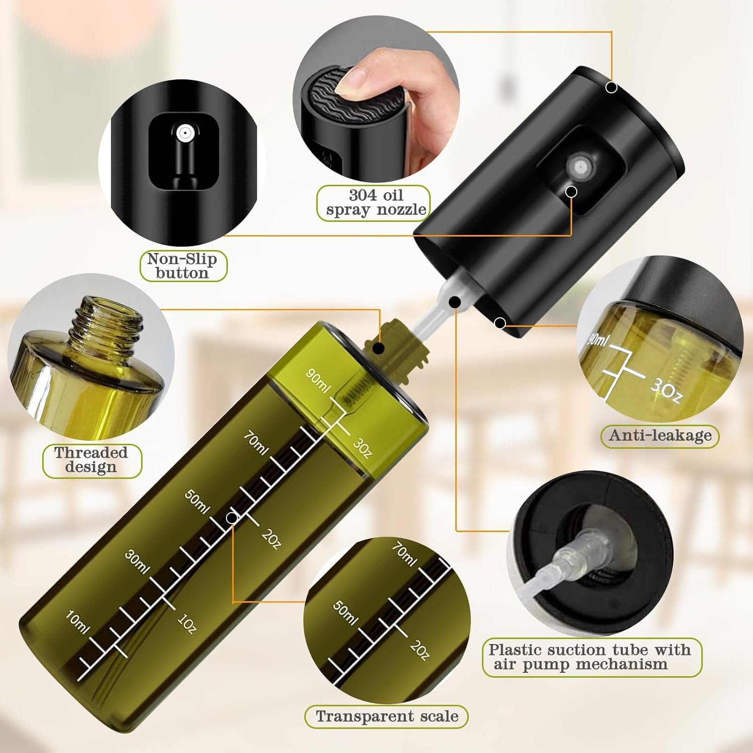 Light-Proof Glass Oil Sprayer with Scale - Image 2