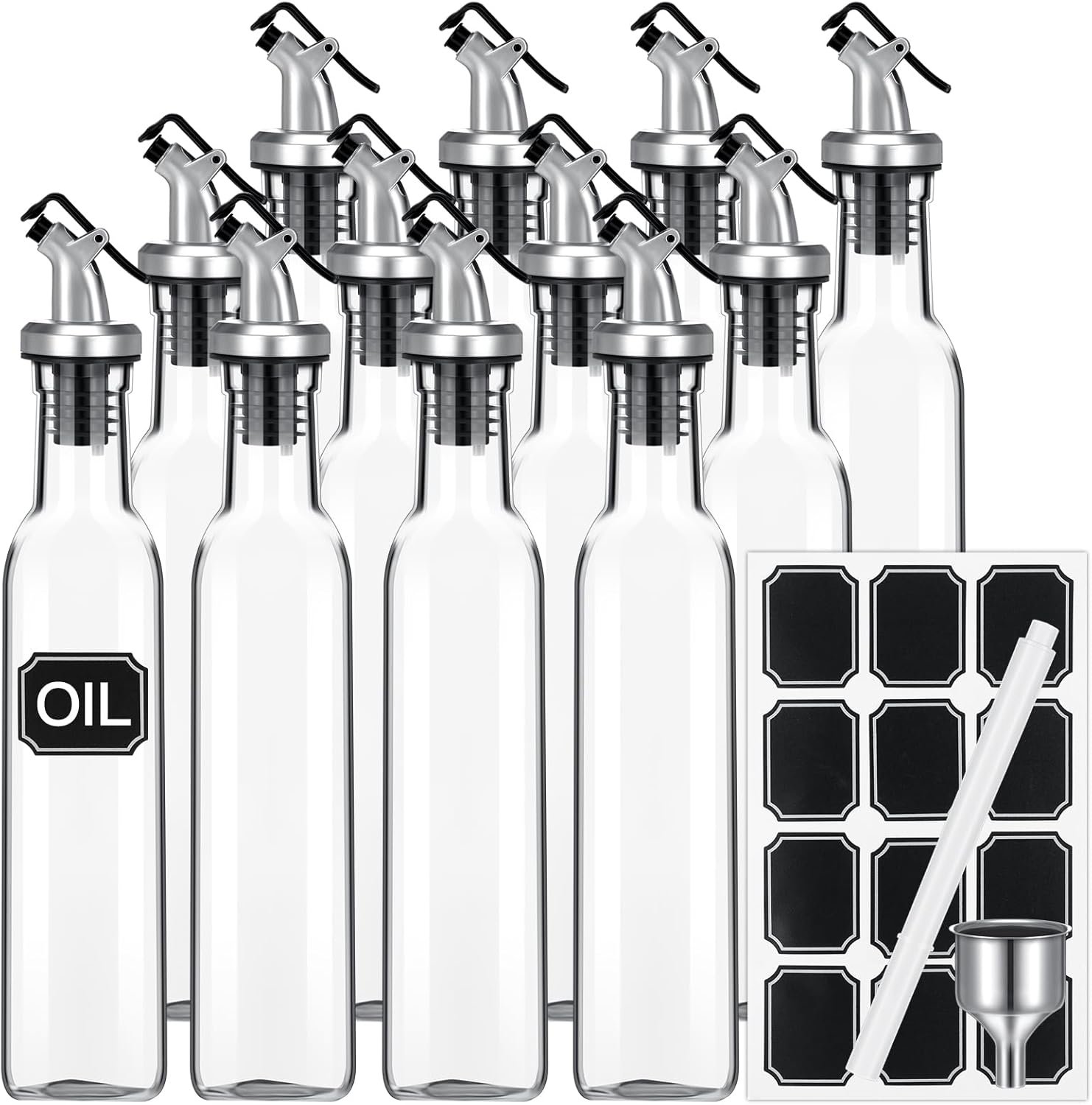 12-Pack Glass Oil Dispenser Bottle Set
