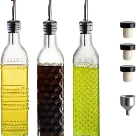 3-Pack Glass Oil Vinegar Dispenser Set