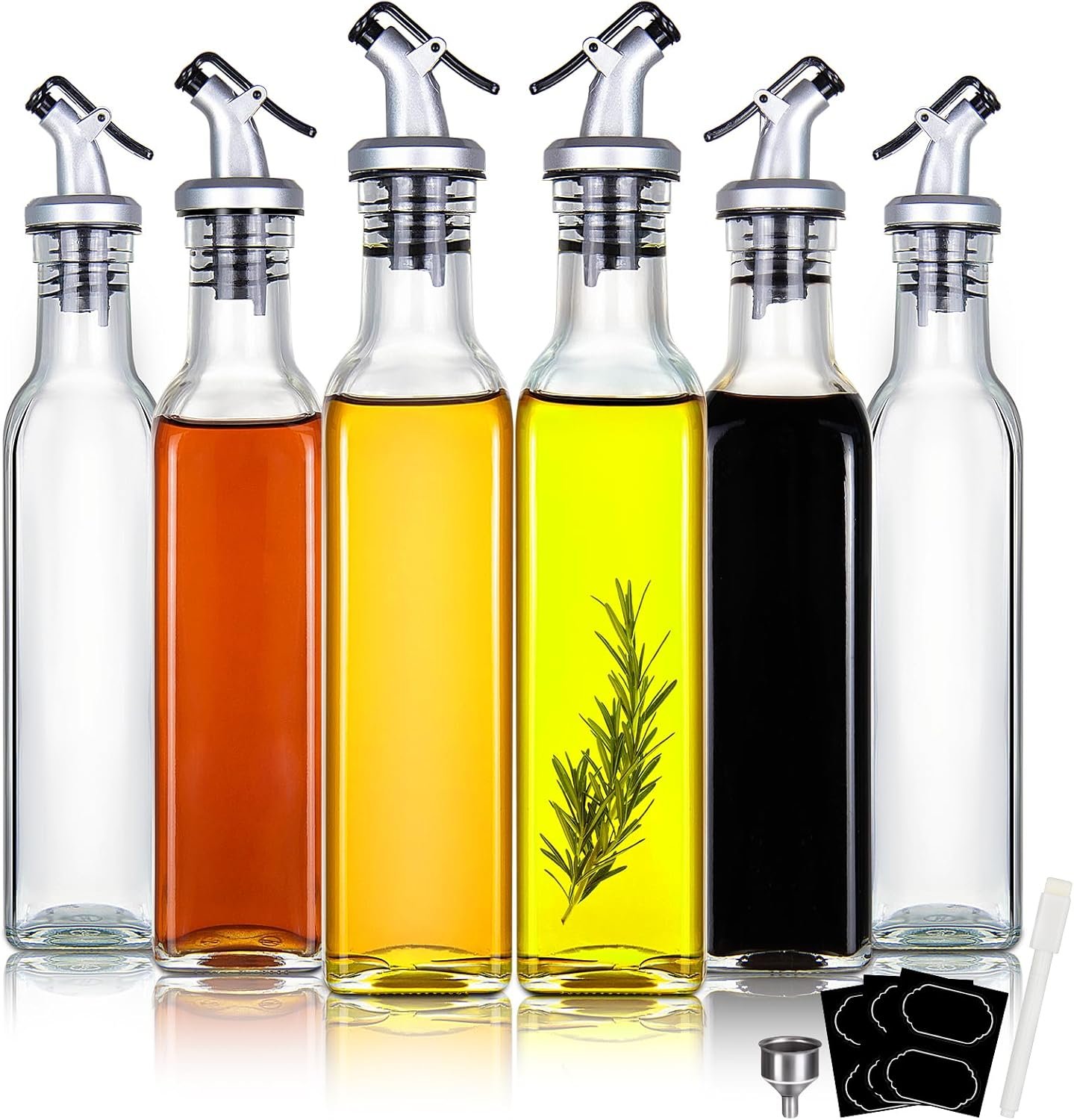 6-Pack Glass Oil Vinegar Dispenser Set