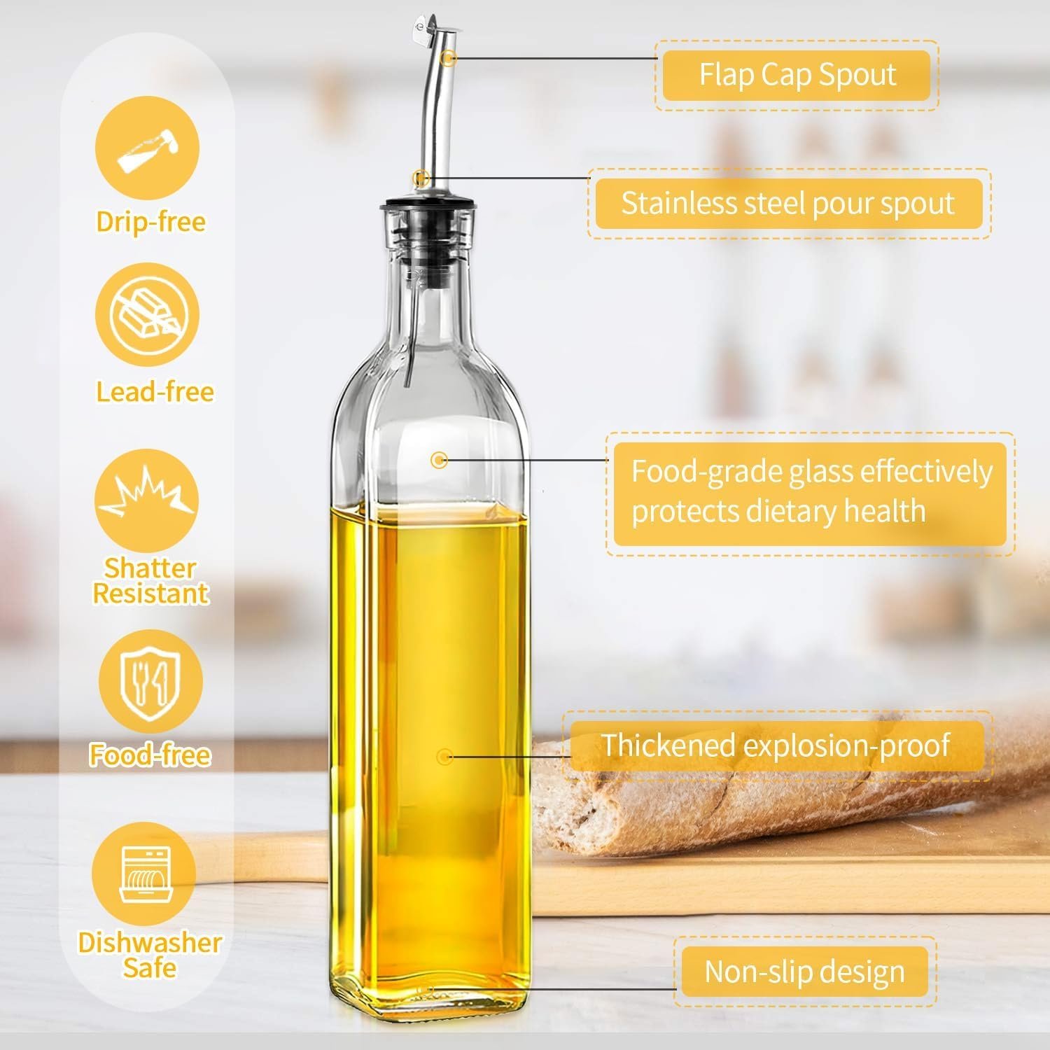 2-Pack Glass Oil Dispenser Bottles Set - Image 2