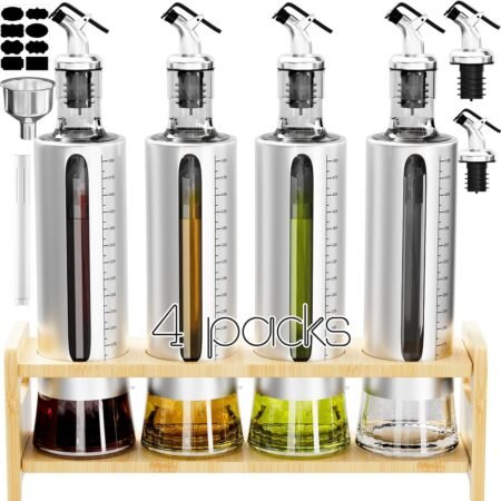 4-Pack Glass Oil Dispenser with Holder