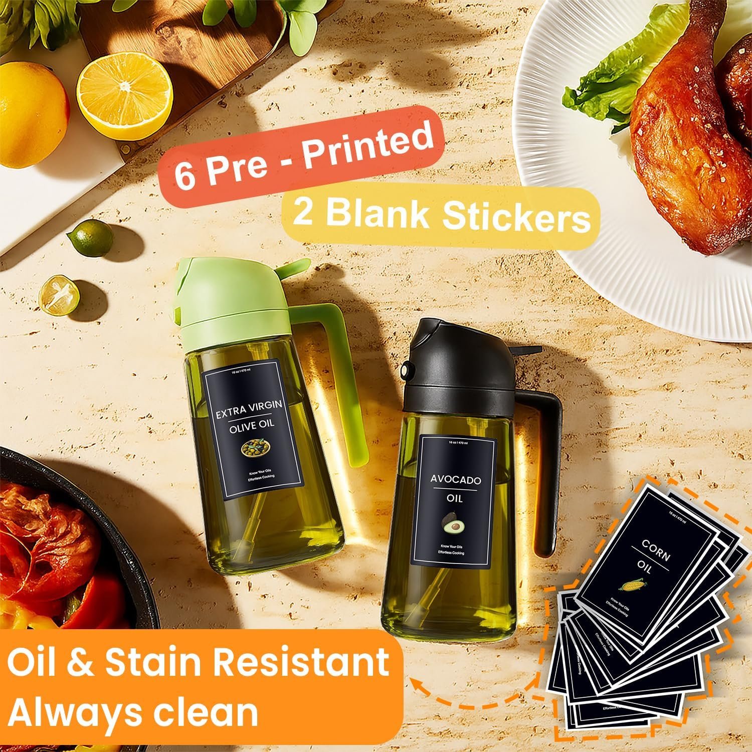 2-in-1 Light-Proof Glass Oil Sprayer Dispenser - Image 2